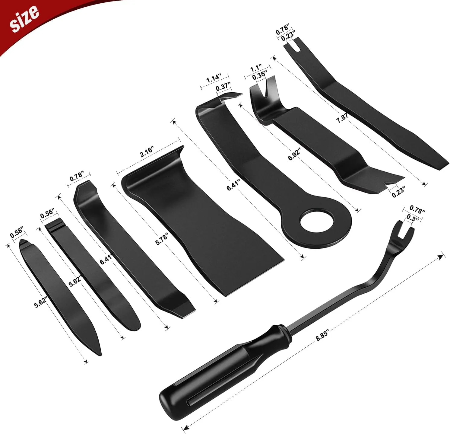 8 Pcs Auto Trim Removal Tool Set Black