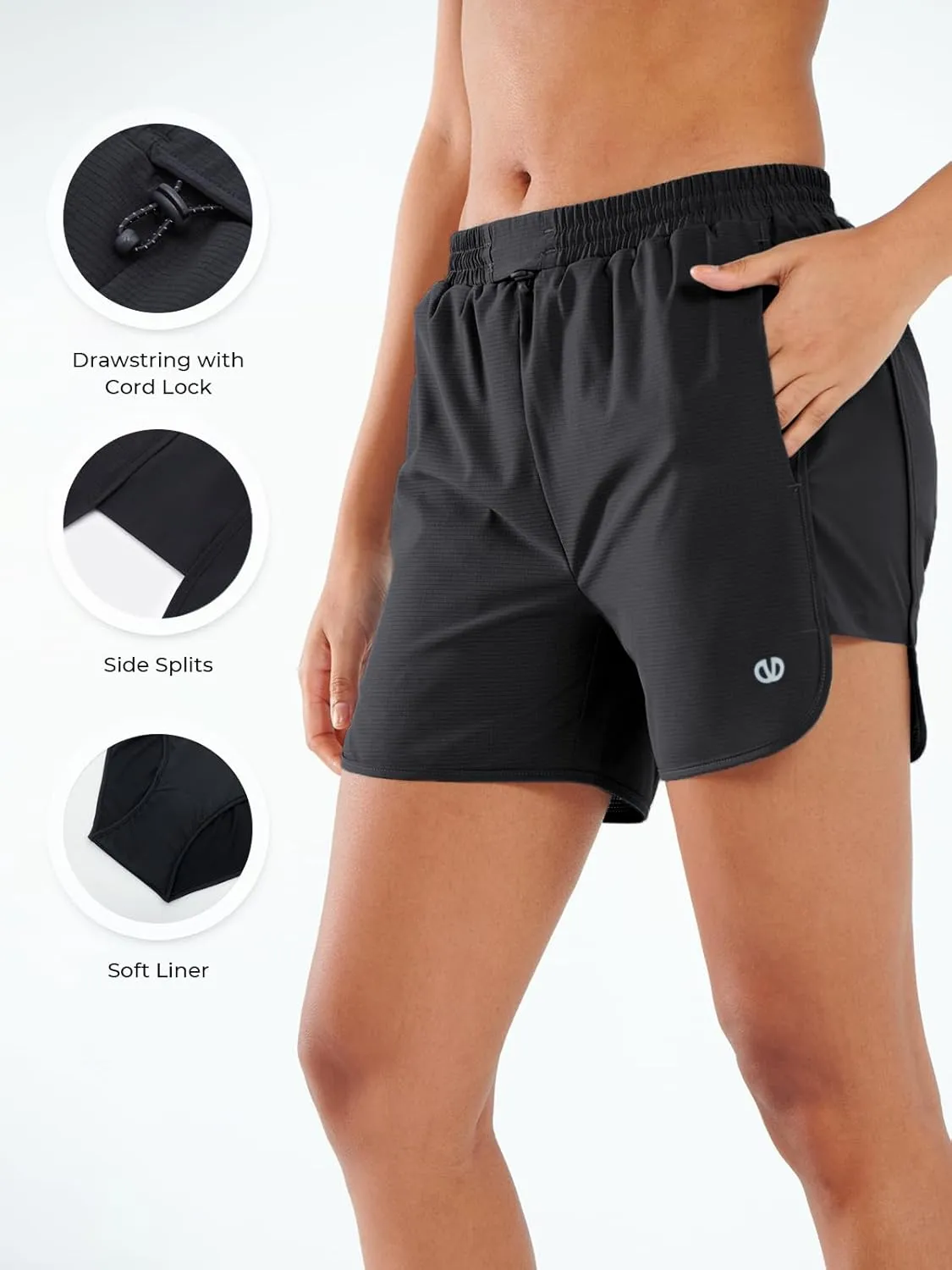 ALLZERO Women's Swim Board Shorts 5" with Pockets Quick Dry Beach Shorts with Liner Ruched Waistband