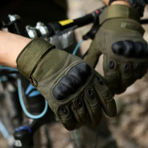 Army Tactical Carbon Knuckle Cycling Full Finger Gloves