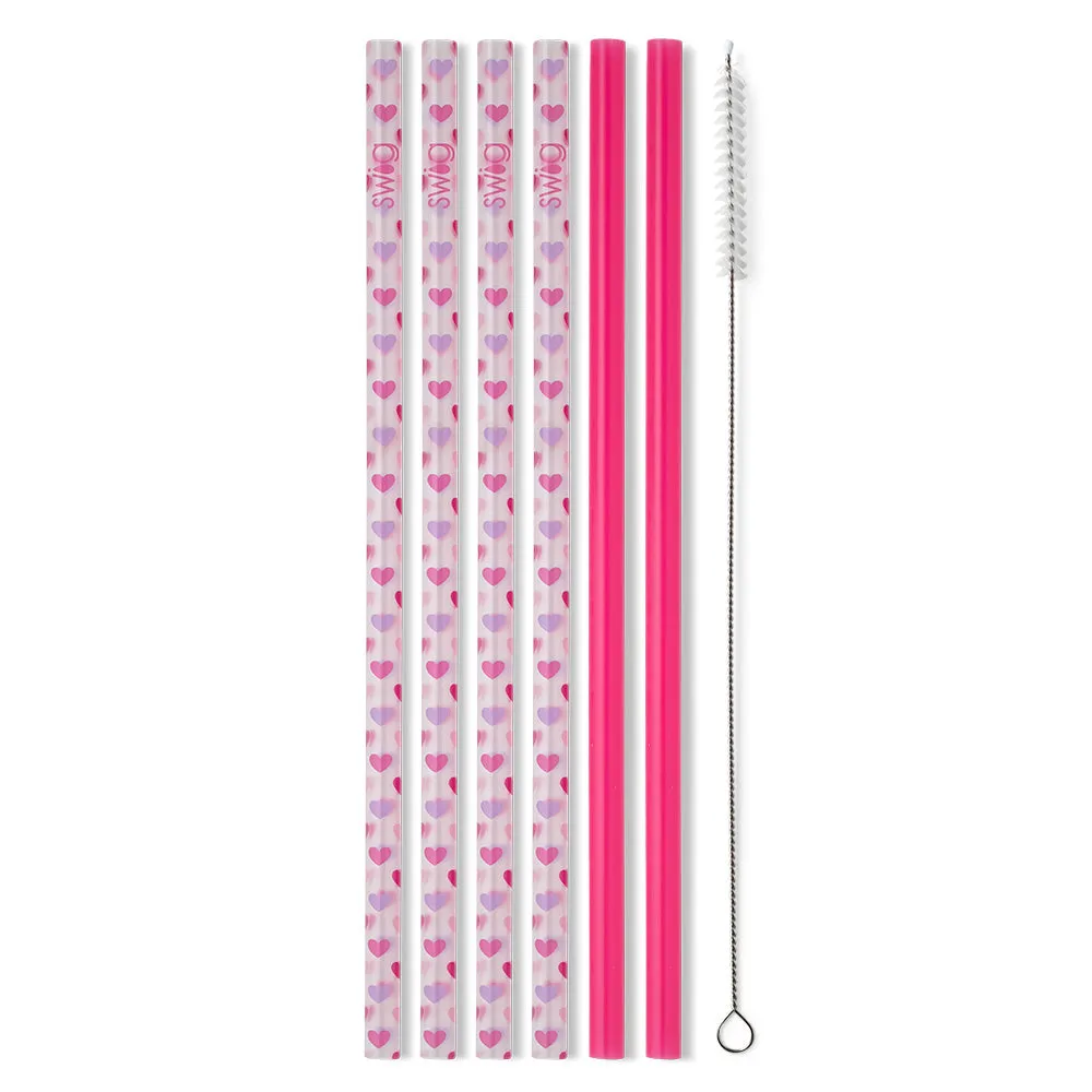 Falling In Love   Pink Reusable Straw Set