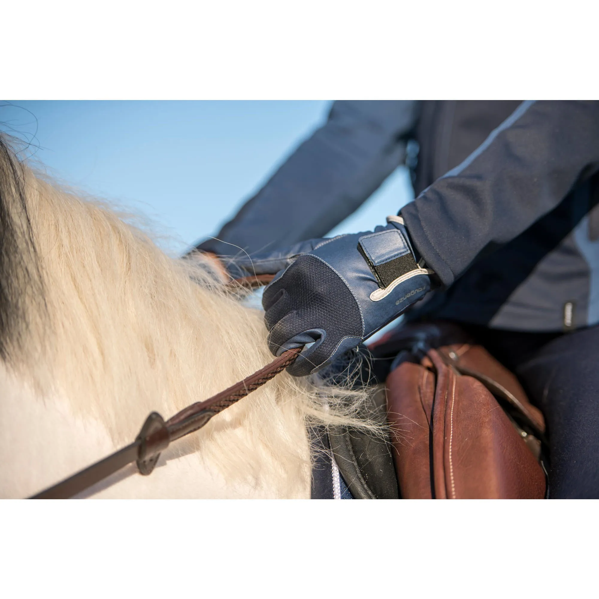 Fouganza riding gloves for children, blue