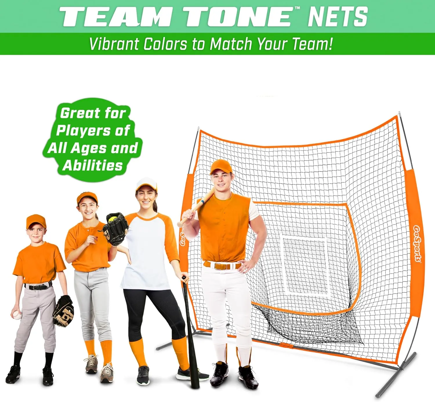GoSports 7x7 ft Baseball & Softball Nets - Available in Team Colors - Batting & Pitching Net with Strike Zone