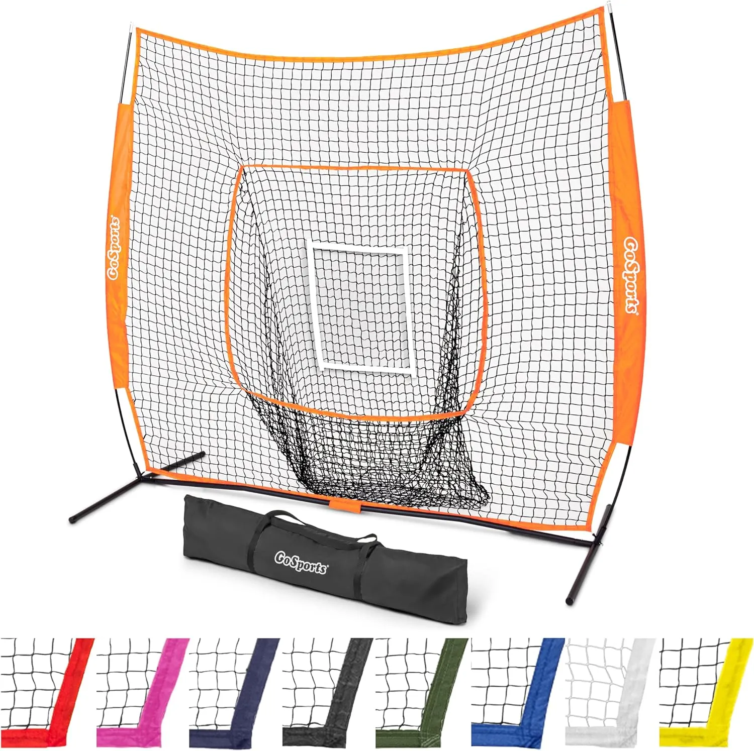 GoSports 7x7 ft Baseball & Softball Nets - Available in Team Colors - Batting & Pitching Net with Strike Zone