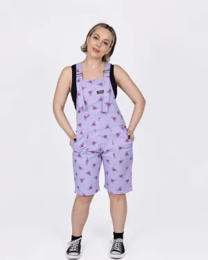 Lavender Bees Stretch Twill Dungaree Shorts