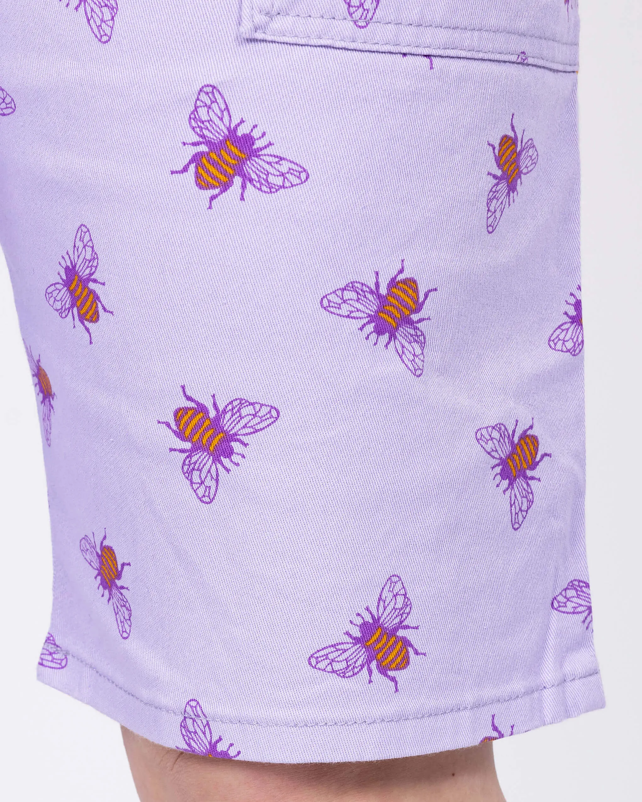 Lavender Bees Stretch Twill Dungaree Shorts