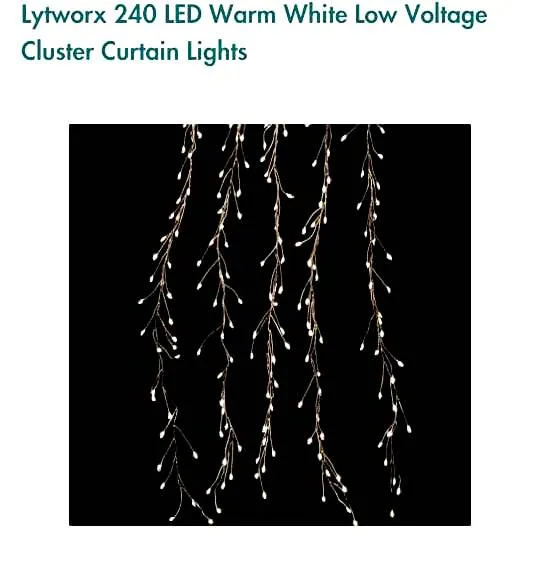 Lytworx 1.2m 240 LEDs Warm White Low Voltage Cluster Curtain Lights