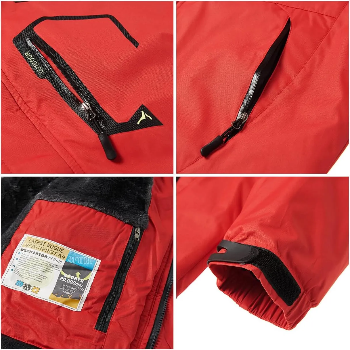 MANSDOUR Men's Snow Ski Hiking Jacket Waterproof Warm Fleece Winter Outdoor Snowboard Windbreaker Hooded Coat