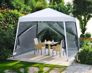 MASTERCANOPY Pop Up Gazebo Canopy with Mosquito Netting (10x10, White)