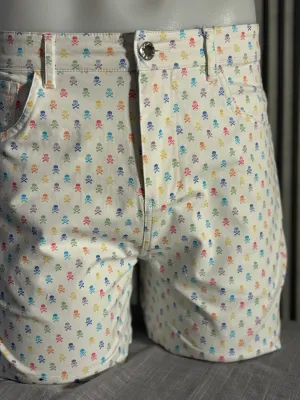 Palm Springs Rainbow Skulls Stretch Short: White