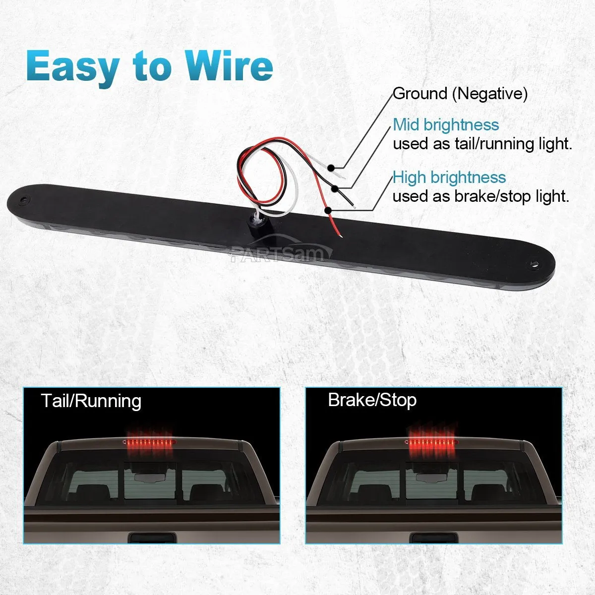 Partsam 1Pc 15 Inch Smoked Red Trailer Tail Light Bar 11 LED, 15" Led Stop Turn Tail Light Bar, 15" Truck Trailer Identification Light Bar, Thin Line Smoked Red led Strip Light Third Brake Light Bar