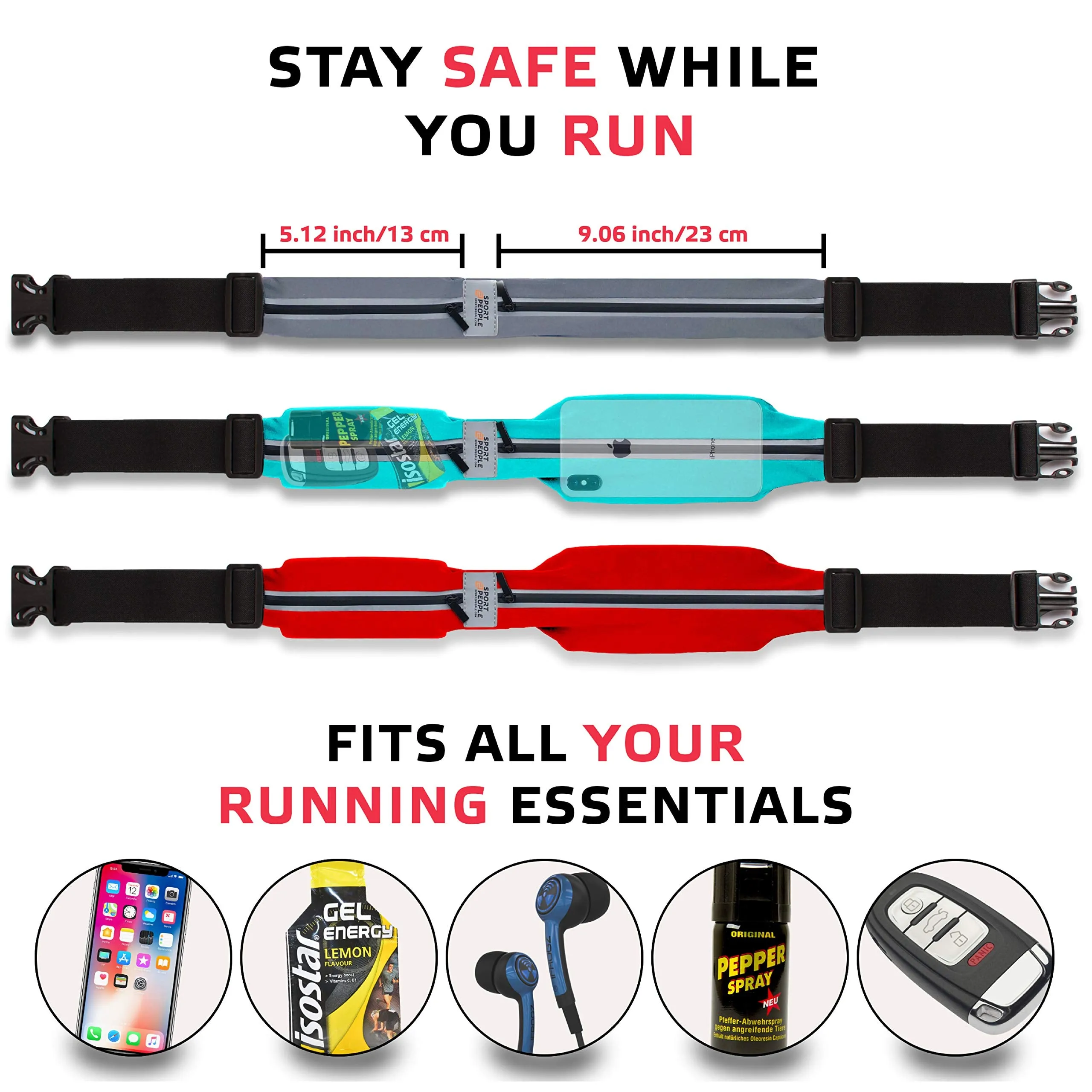 Running Belt USA Patented. Fanny Pack for Hands-Free Workout. iPhone X 6 7 8 Plus Buddy Pouch for Runners. Freerunning Reflective Waist Pack Phone Holder. Men Women Kids Gear Accessories (Purple)