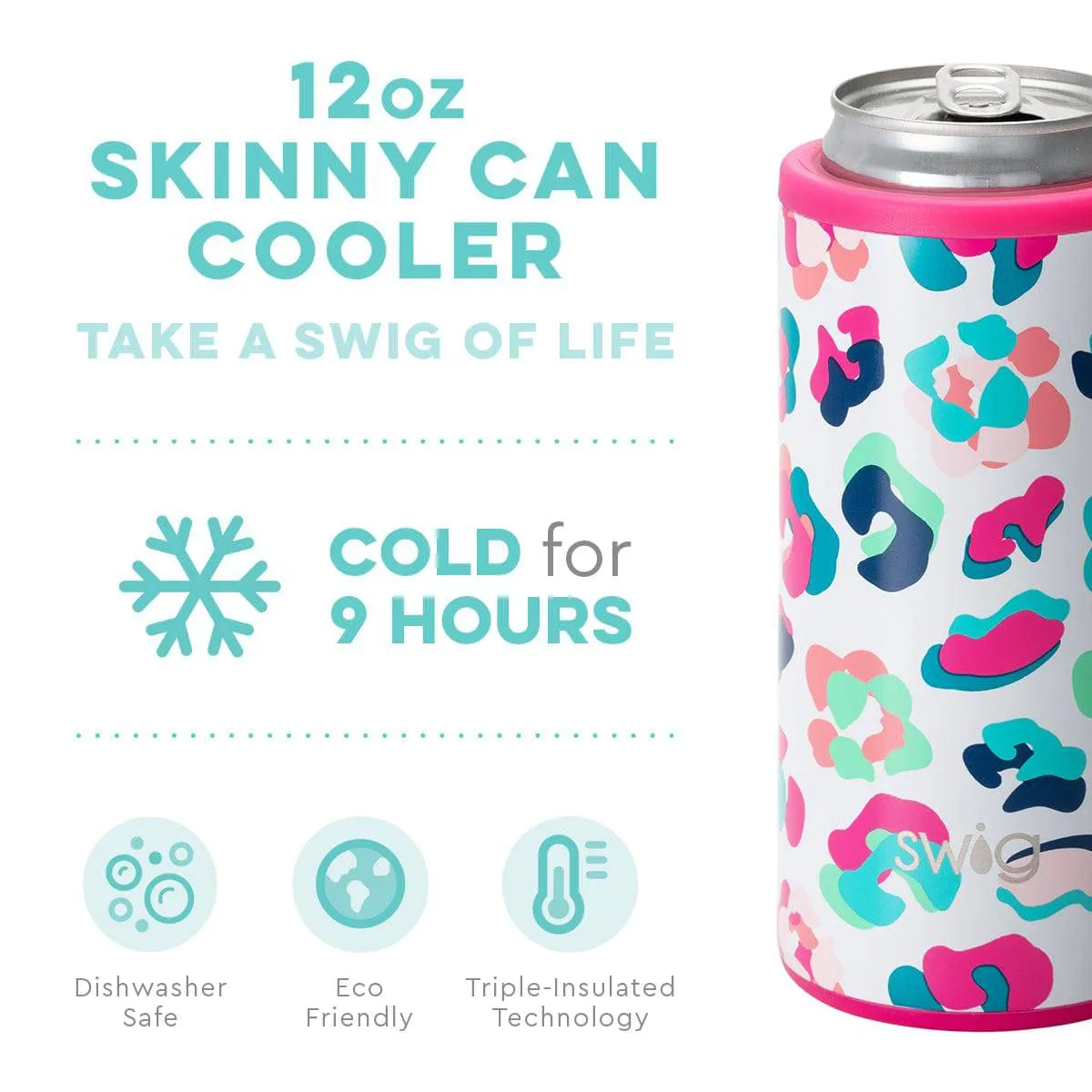 Swig - Skinny Can Cooler 12oz  - White Marble