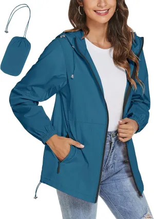 TCOT Womens Rain Jackets Waterproof Windbreaker Jackets lightweight Portable Rain Coat