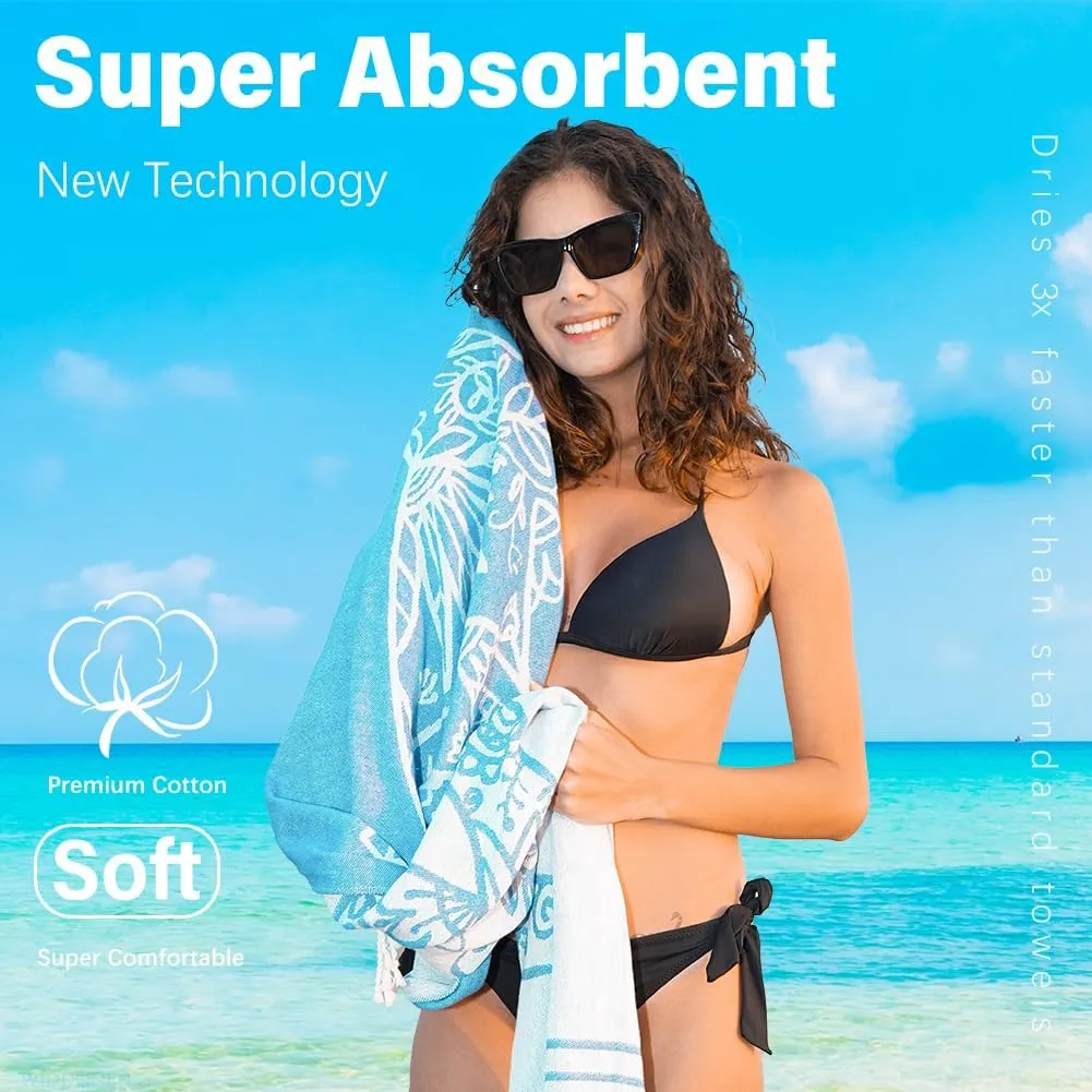 Thin Turkish Beach Towel Lightweight Quick Dry Absorbent Cotton Bathroom Bath Pool Swim Towels Extra Large Oversized Sand Free Beach Accessories Essentials Cloud Gifts for Adult