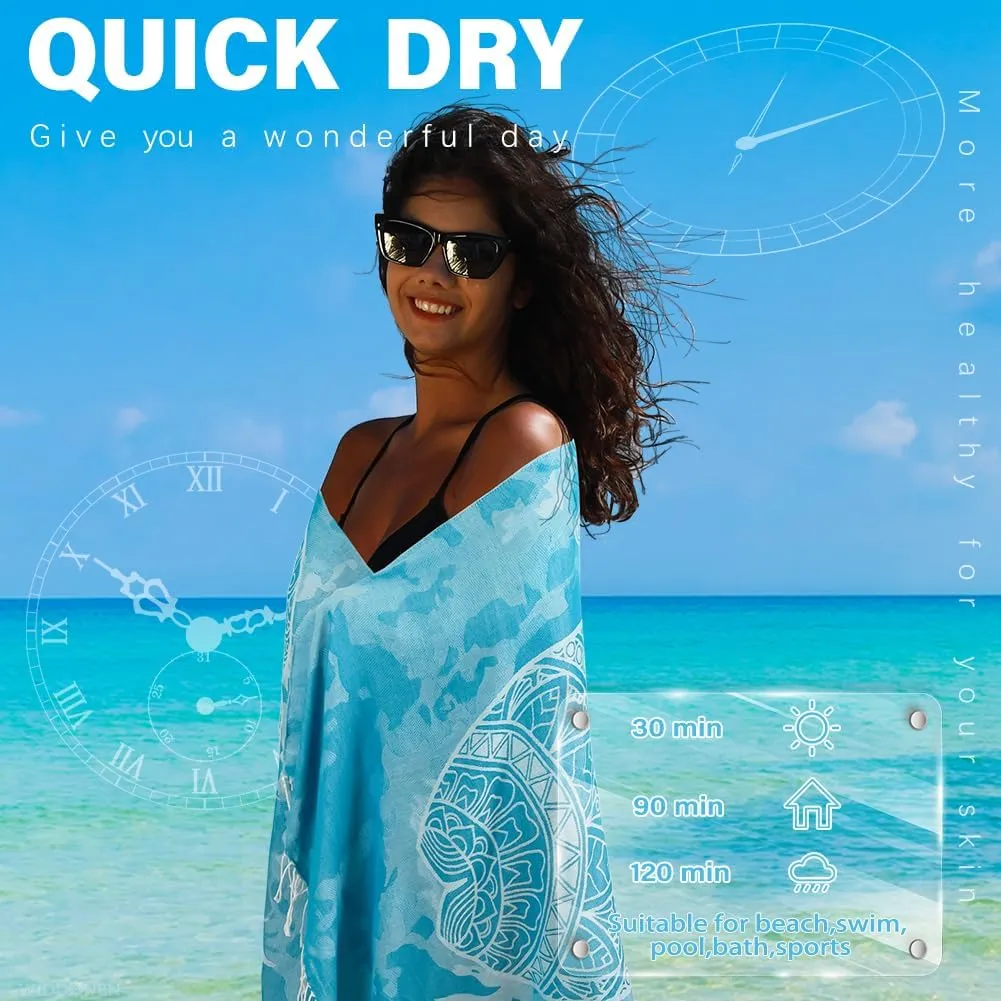 Turkish Beach Towel Quick Dry Absorbent Cotton Lightweight Thin Bathroom Bath Pool Swim Towels Extra Large Oversized Sand Free Beach Accessories Essentials Stuff Cloud Gift for Adults