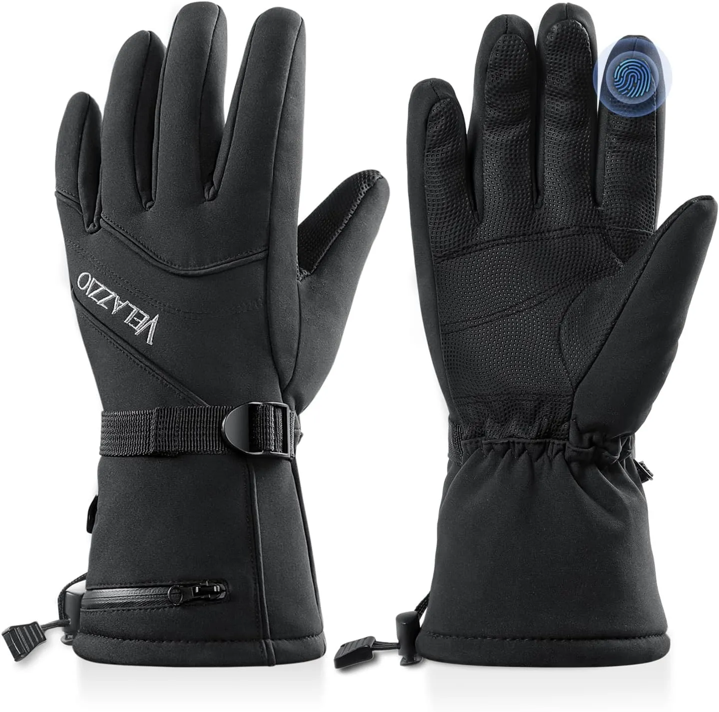 VELAZZIO Ski Gloves Waterproof Breathable Snowboard Gloves, 3M Thinsulate Insulated Warm Winter Snow Gloves, Fits Both Men & Women
