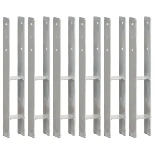 vidaXL Fence Anchors 6 pcs Silver 8x6x60 cm Galvanised Steel