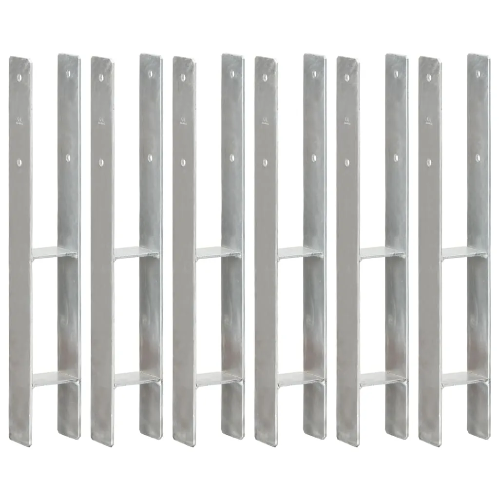 vidaXL Fence Anchors 6 pcs Silver 8x6x60 cm Galvanised Steel
