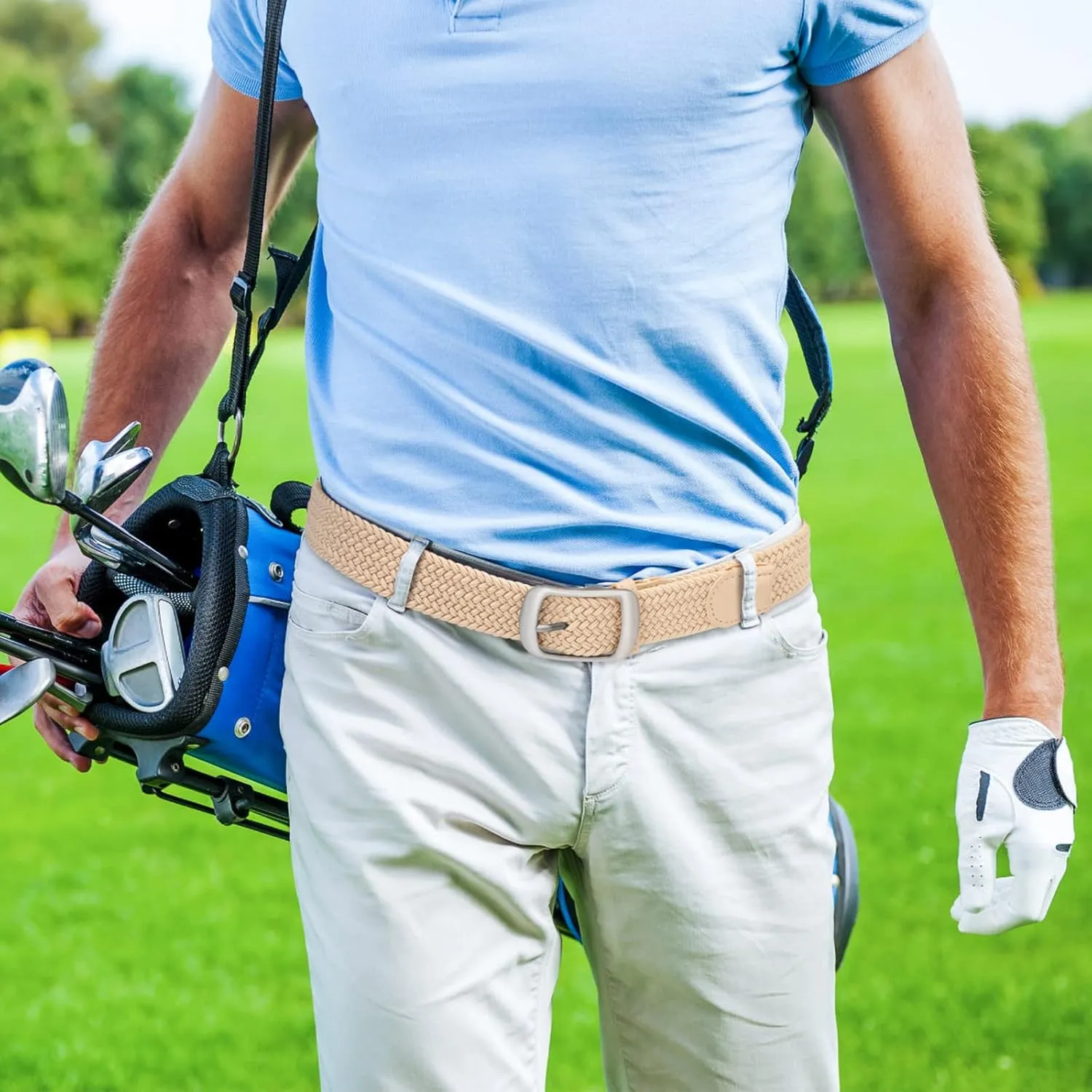 XZQTIVE Braided Belt Stretch Belt for Men and Women Multicolored Woven Golf Belt Elastic Jean Belts